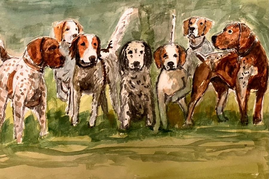The pack, painted by Wesley's grandfather