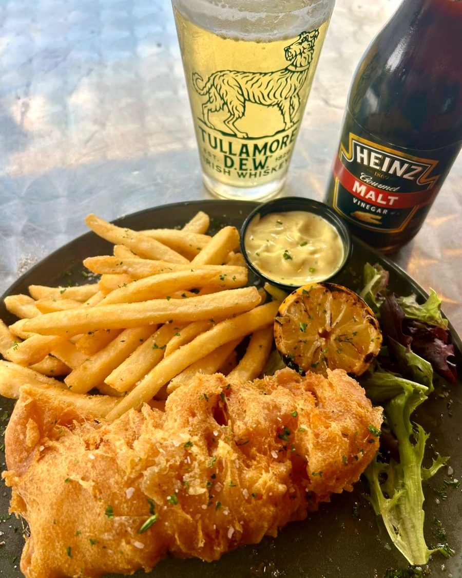 Fish and chips, malt vinegar