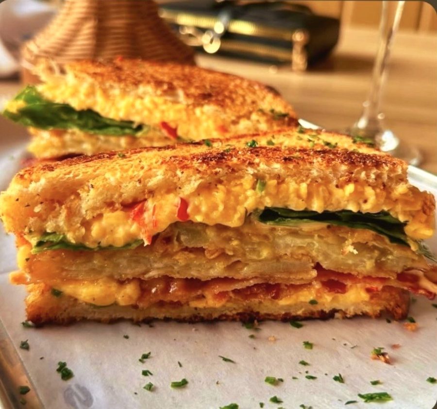 The Douglas: fried green tomato, bacon and pimento cheese on sourdough
